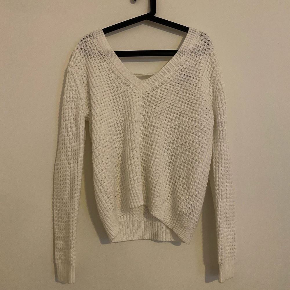 White open back sweater